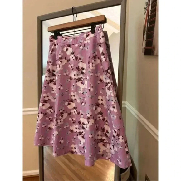 Talbots 2 Petite Floral Midi Skirt NWOT Pink - Picture 5 of 7